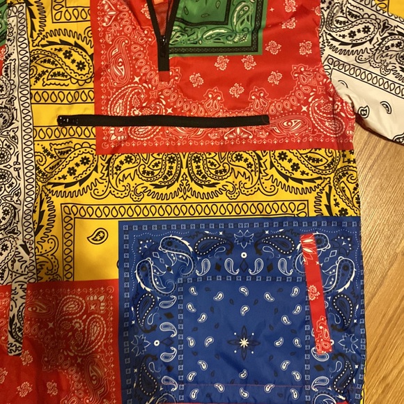 NWT Bleecker & Mercer patchwork printed multicolored 3/4 zippered jacket  men Sm - Picture 2 of 10